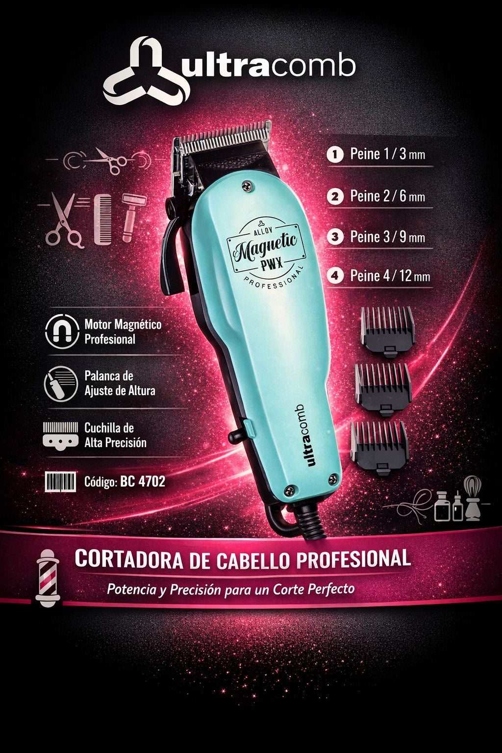 MAQUINA DE CORTAR PELO ULTRACOM BC 4702