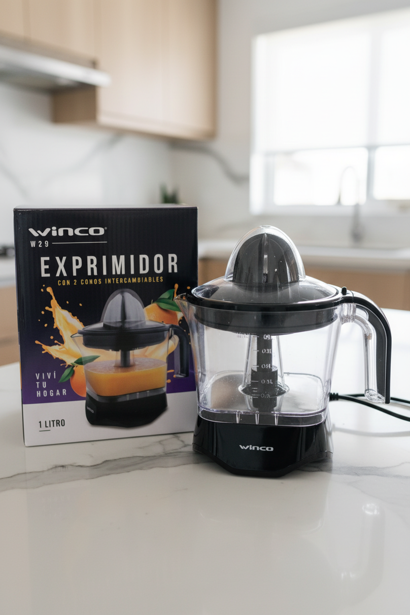 Exprimidor Eléctrico Winco W29 - 1 Litro con Doble Cono Intercambiable
